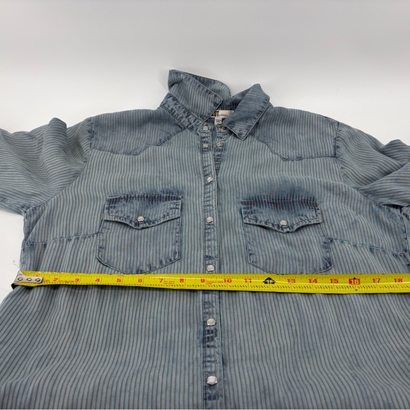 KUT from the Kloth Denim Stripe Chambray Shirt Dress Women's Size M - Picture 5 of 6